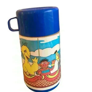 Vintage Sesame Street Complete Plastic Thermos by Aladdin Big Bird Bert Ernie